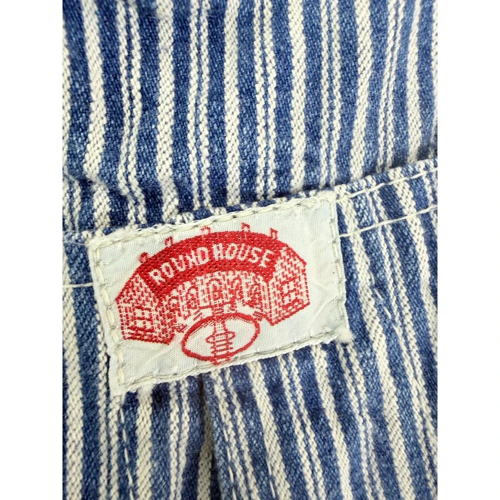 Round House Hickory Stripe Overalls Sanforized Men Large? Blue Workwear Bibs USA
